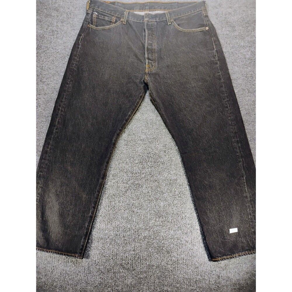 Levi's 501 Men's Jeans W40 L30 Black Faded Straight Leg Button Fly Denim 40x30